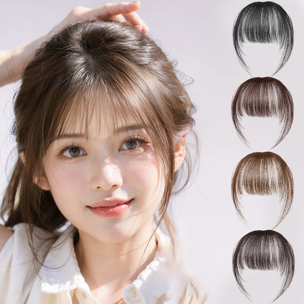 

Natural Synthetic Hair Bangs Hair Accessories Women's Forehead Clip Hair Extension With Natural Curvature Of Sideburns
