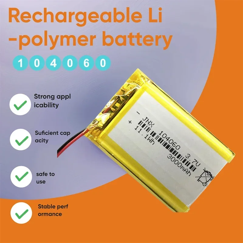 3000mAh 104060 Rechargeable Li-polymer battery 3.7V  suitable for humidifier doorbell locator Bluetooth speaker backup battery