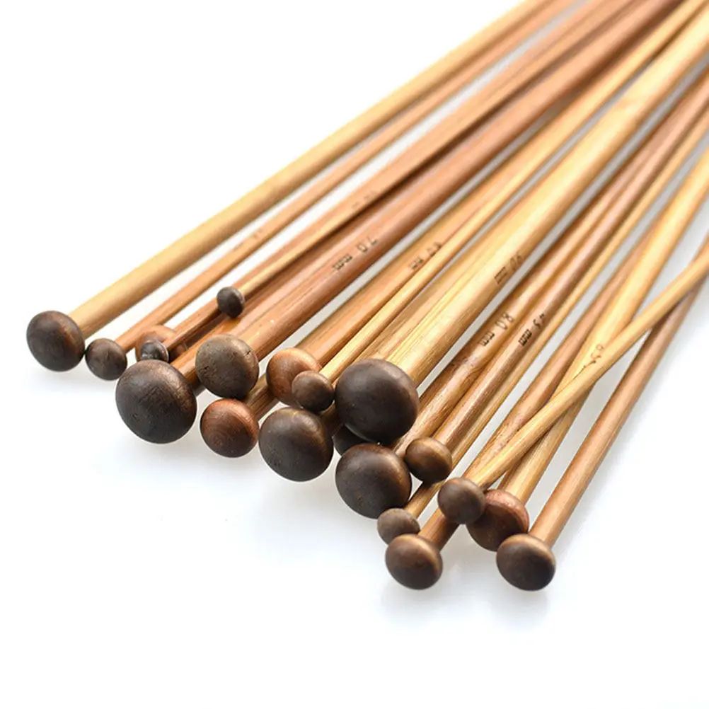 18 Pairs 35cm Bamboo Knitting Needles – Single Pointed, Lightweight & Eco-Friendly for Beginners