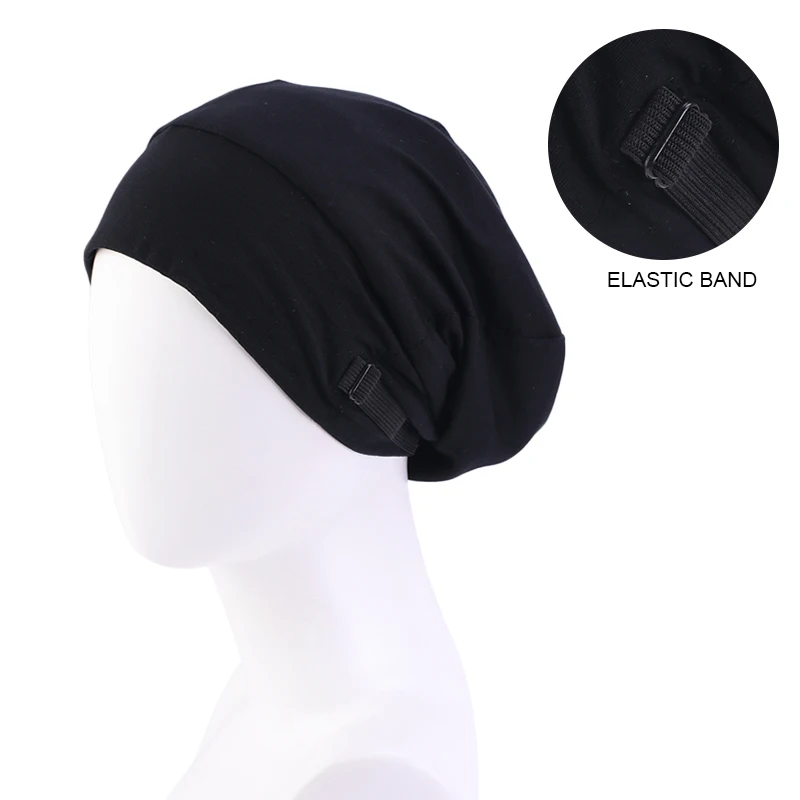 New Cotton Baggy Hat Double Layer Satin Lining Night Sleep Cap Ladies Elastic Adjustable Beanie Headwrap Hair Care Chemo Cap