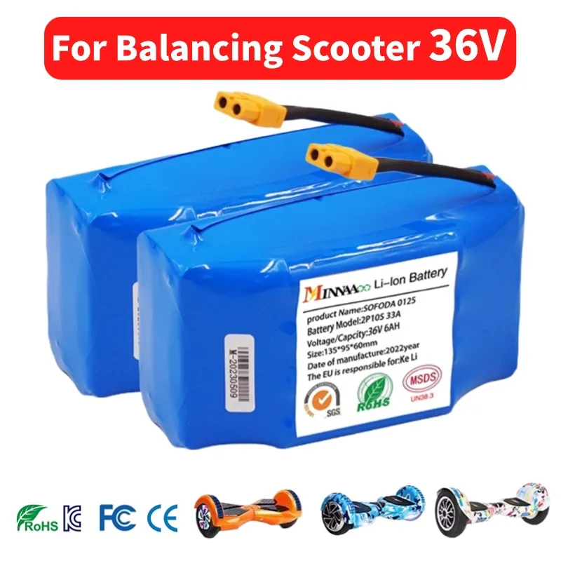 Genuine 36V Battery pack 12.0Ah Rechargeable Lithium ion battery for Electric self balancing Scooter HoverBoard unicycle