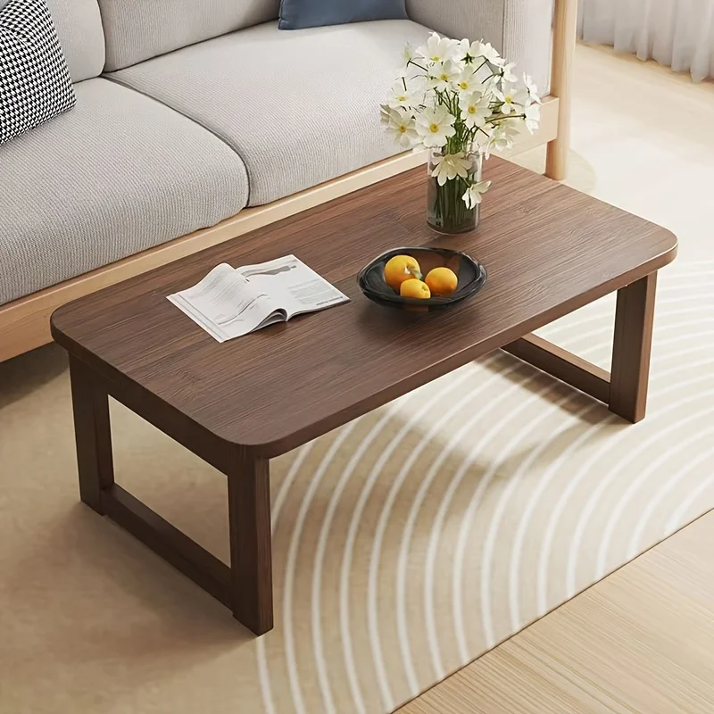 Mesa Auxiliar Plegable Portátil con Tablero de Bambú y Marco de Madera, Minimalista, Ahorra Espacio, Mesa de Centro Multifuncional para Interiores