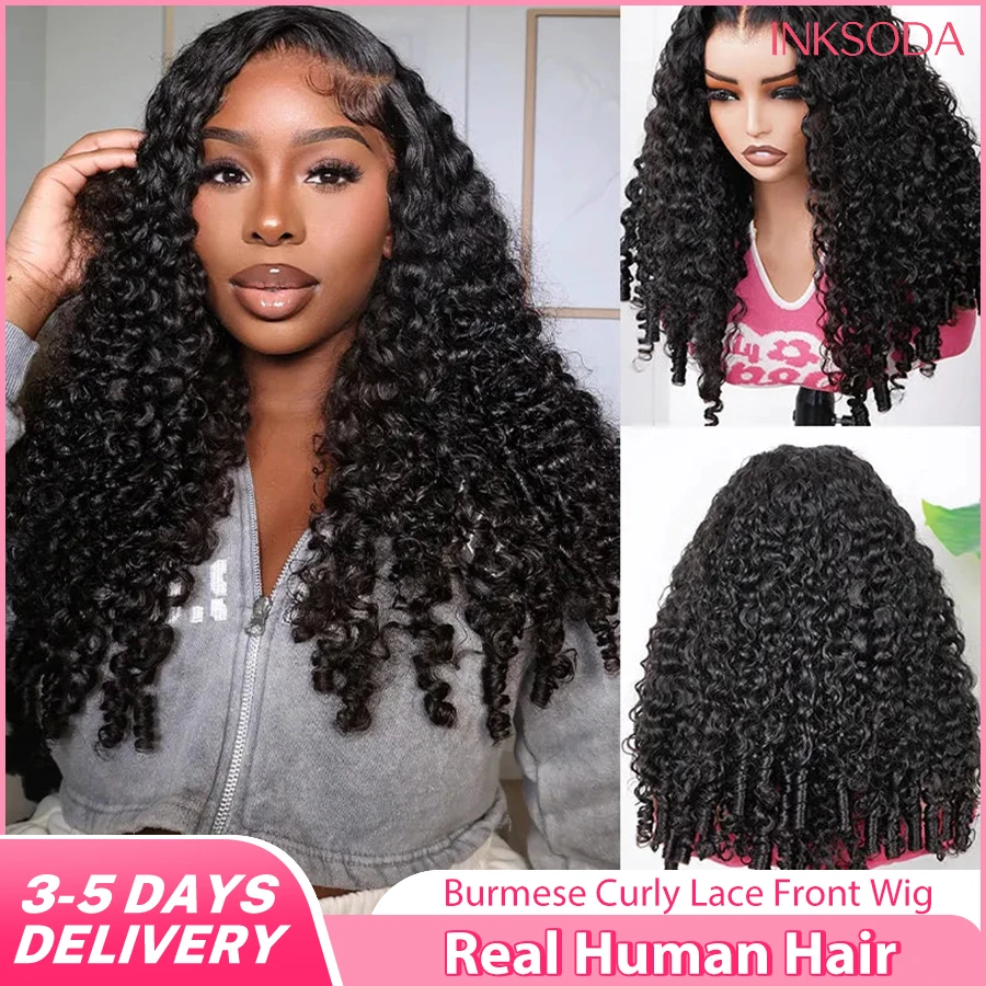 

Парик из натуральных волос Burmese Curly 13x6 HD Lace Frontal, плотность 220, глубокая волна, парик 13x4 Lace Front, волосы 12A, натуральный цвет, 30-40 дюймов
