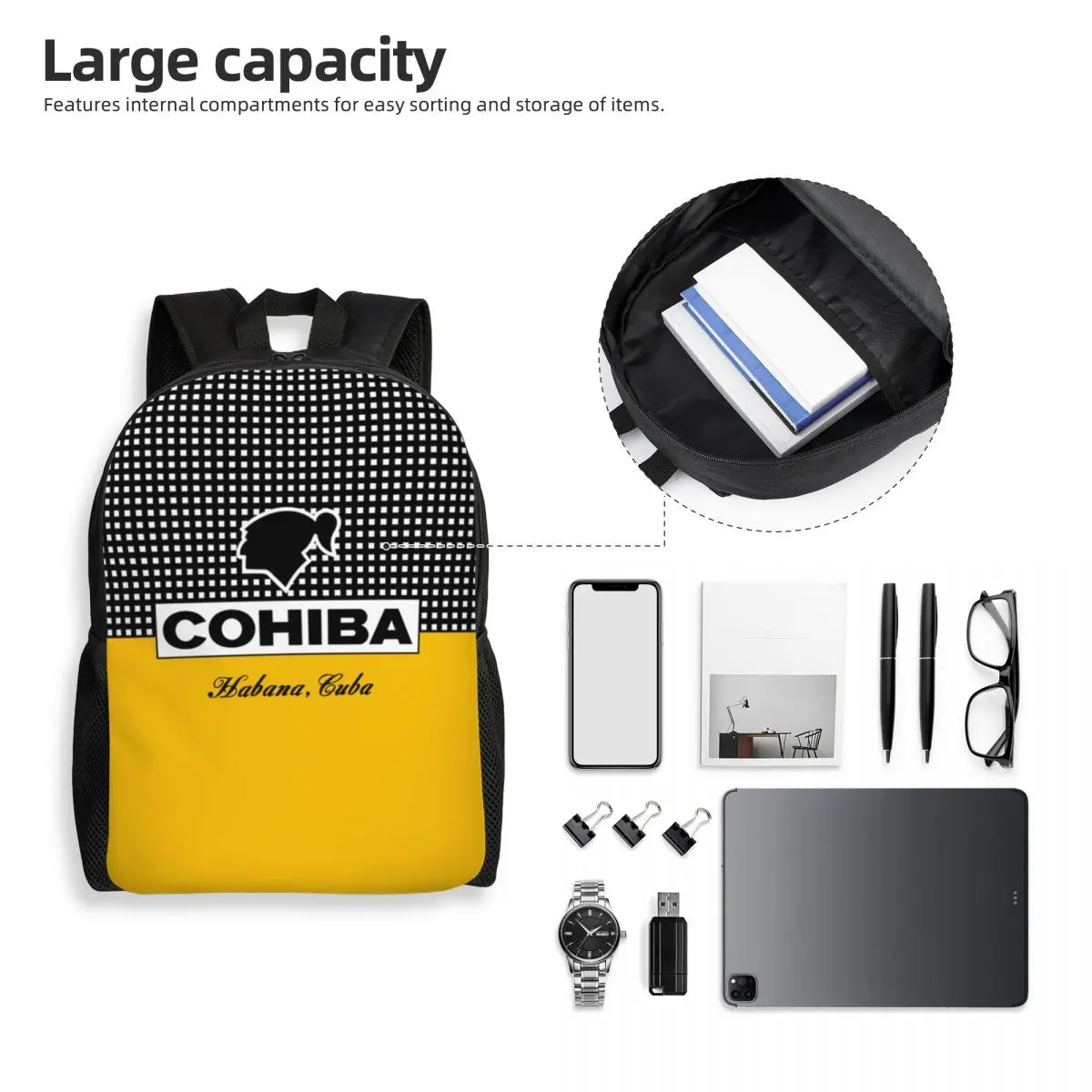 Customized Cuban Cohiba Backpacks Women Men Casual Bookbag for College School Bags