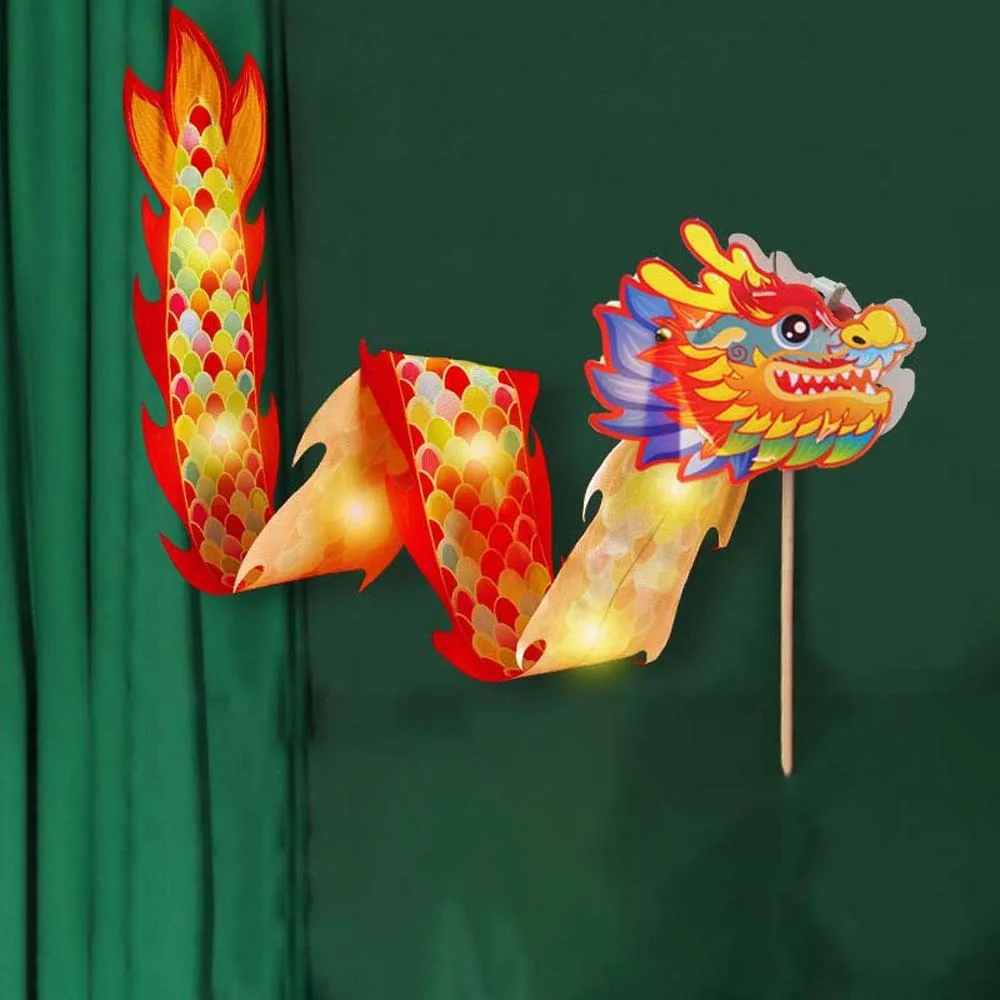 النمط الصيني للأطفال فانوس لونغ يده اليدوية مهرجان منتصف الخريف مصباح متوهجة مضيئة التنين فانوس الرقص هدية