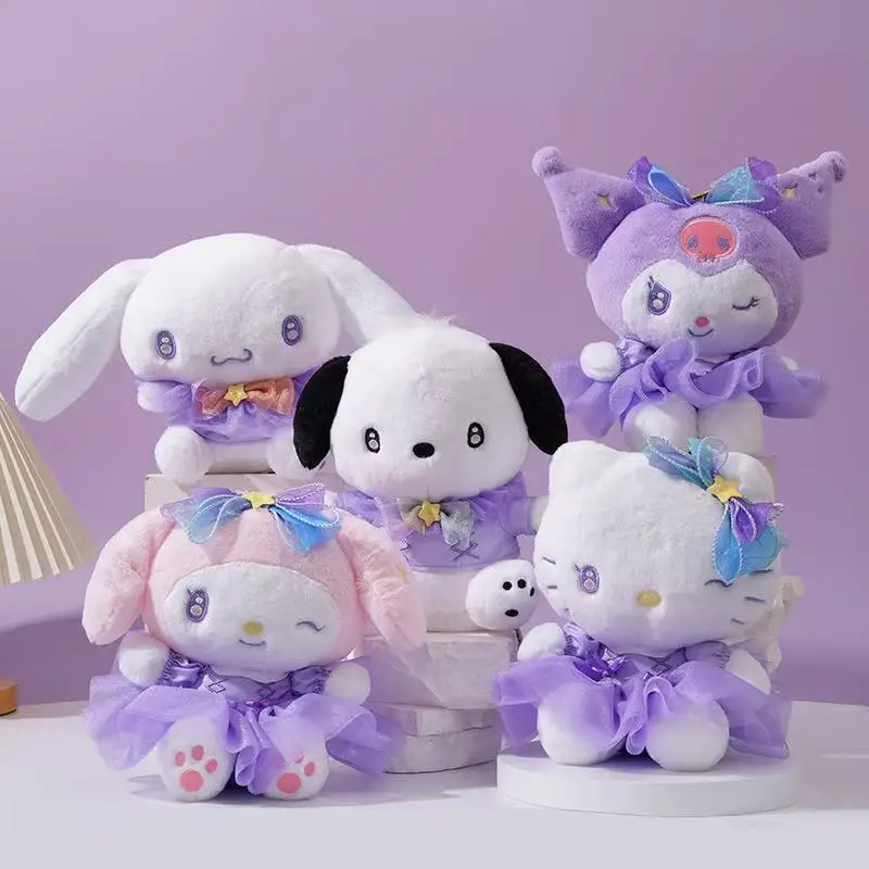 

Новый стиль, 20 см, Kuromi Hello Kitty Melody Cinnamoroll Pochacco, плюшевые игрушки, мягкие смоляные животные, подарки на Рождество, день рождения, Рождество