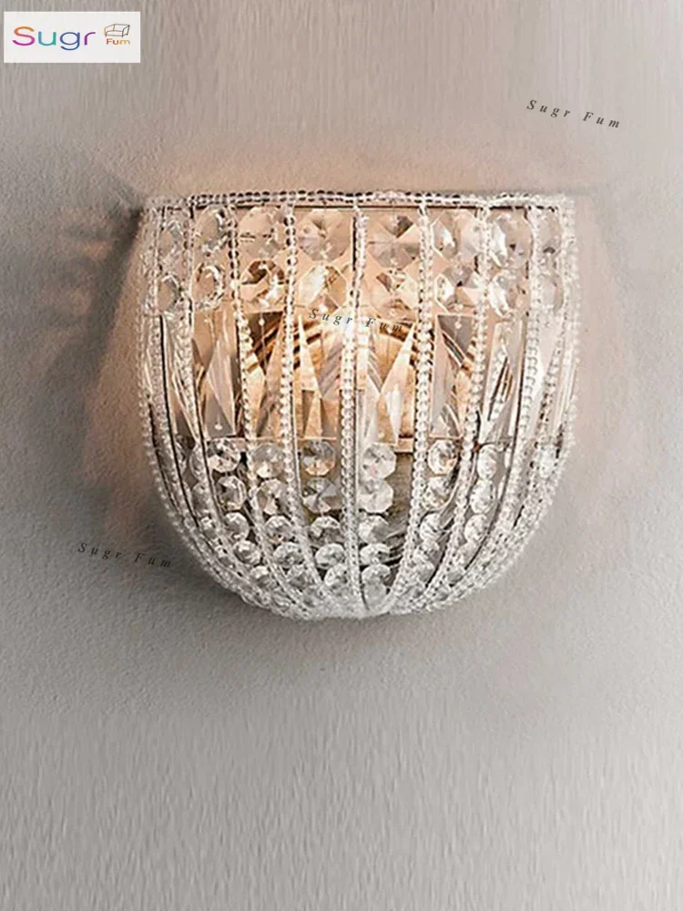 

Aibei Lighting Fairy Tale Crystal Wall Lamp All Copper European French Style Living Room, Dining Room, Bedroom, Daughter's Room,