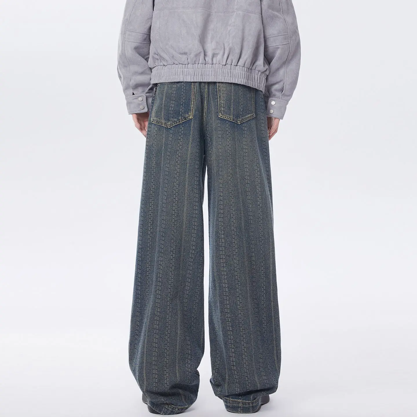 2026 New Tall Extended Edition American Retro Jeans a righe punteggiate Marchio alla moda Personalizzato Rascal Jeans belli Stile da uomo