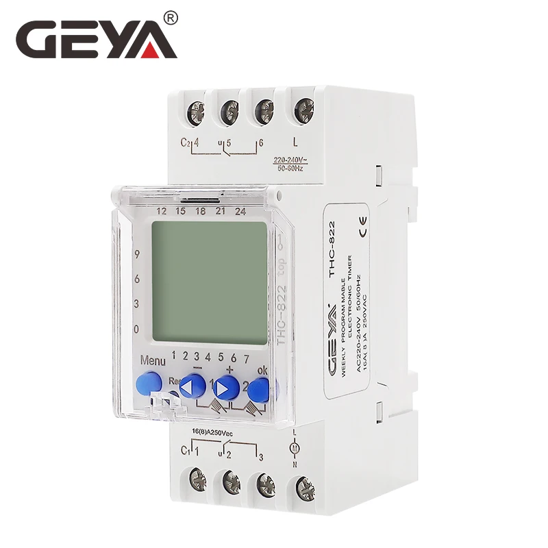 GEYA THC-822 Conversational Programmable Timer 2Channel Changeover Contacts Smart Timer Switch with Battery 16A 110V 220V