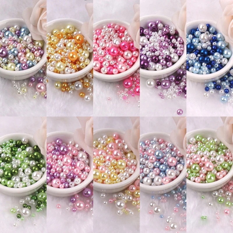 150pcs/pack New 3-8mm multicolor imitation pearl round plastic acrylic spacer beads with holes used for jewelry making supplies