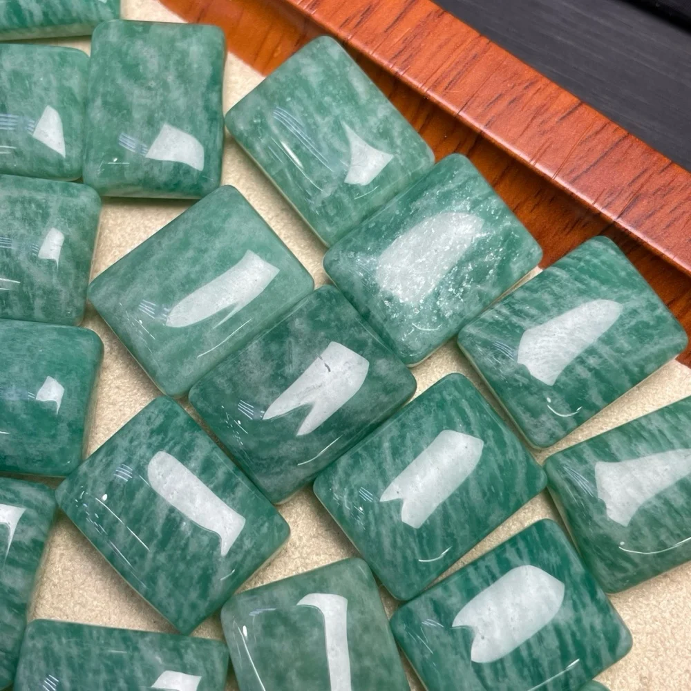 10PCS 15mm Natural Amazonite Rectangle Tablet Polished Crystal Reiki Healing Jewelry Pendant Cute Rock Decoration for Gift