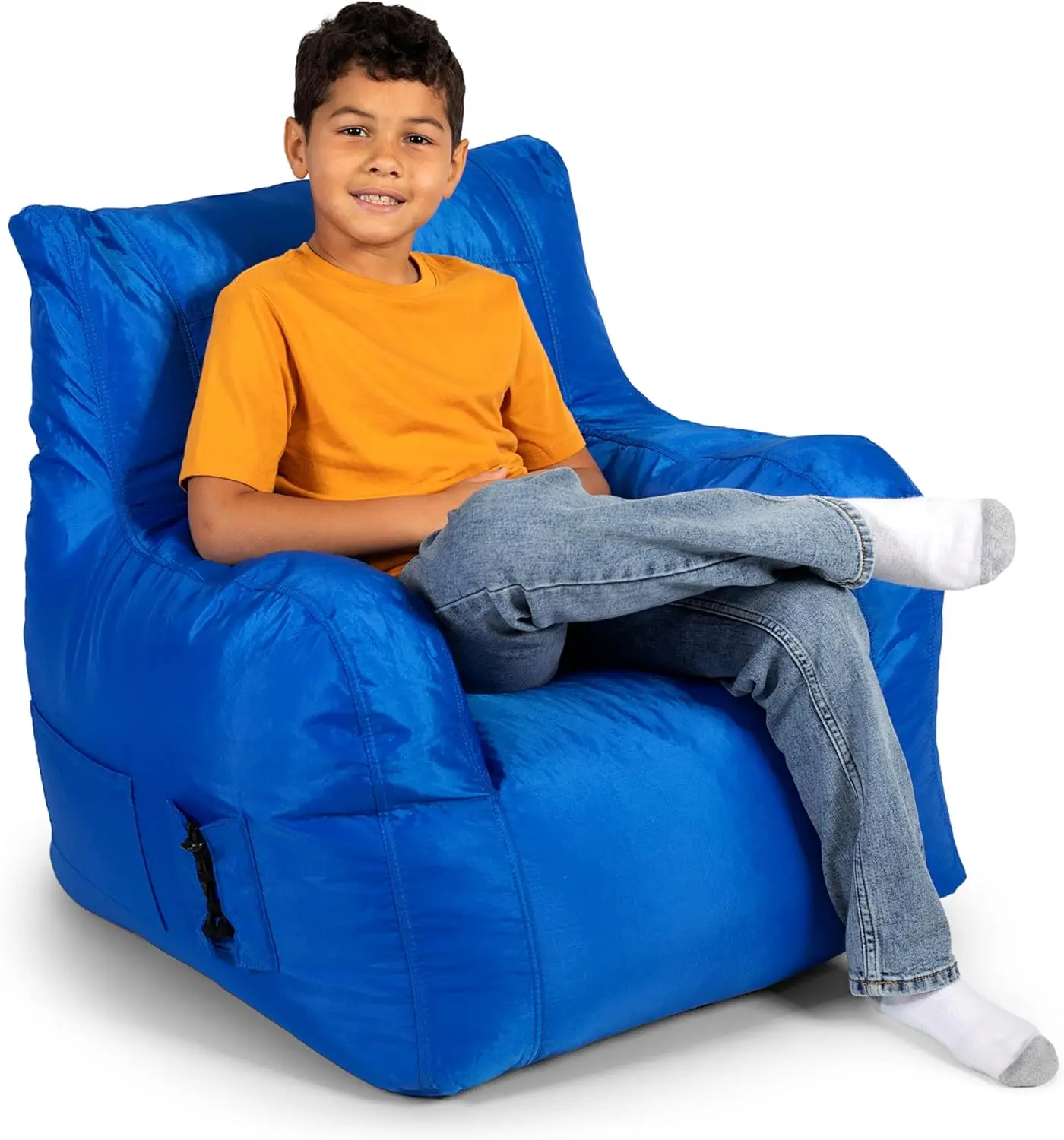 

Durable Bean Bag Chair with Drink Holder & Pocket, Sapphire Blue, 3 Feet, Easy to Clean Polyester Nylon Blend
