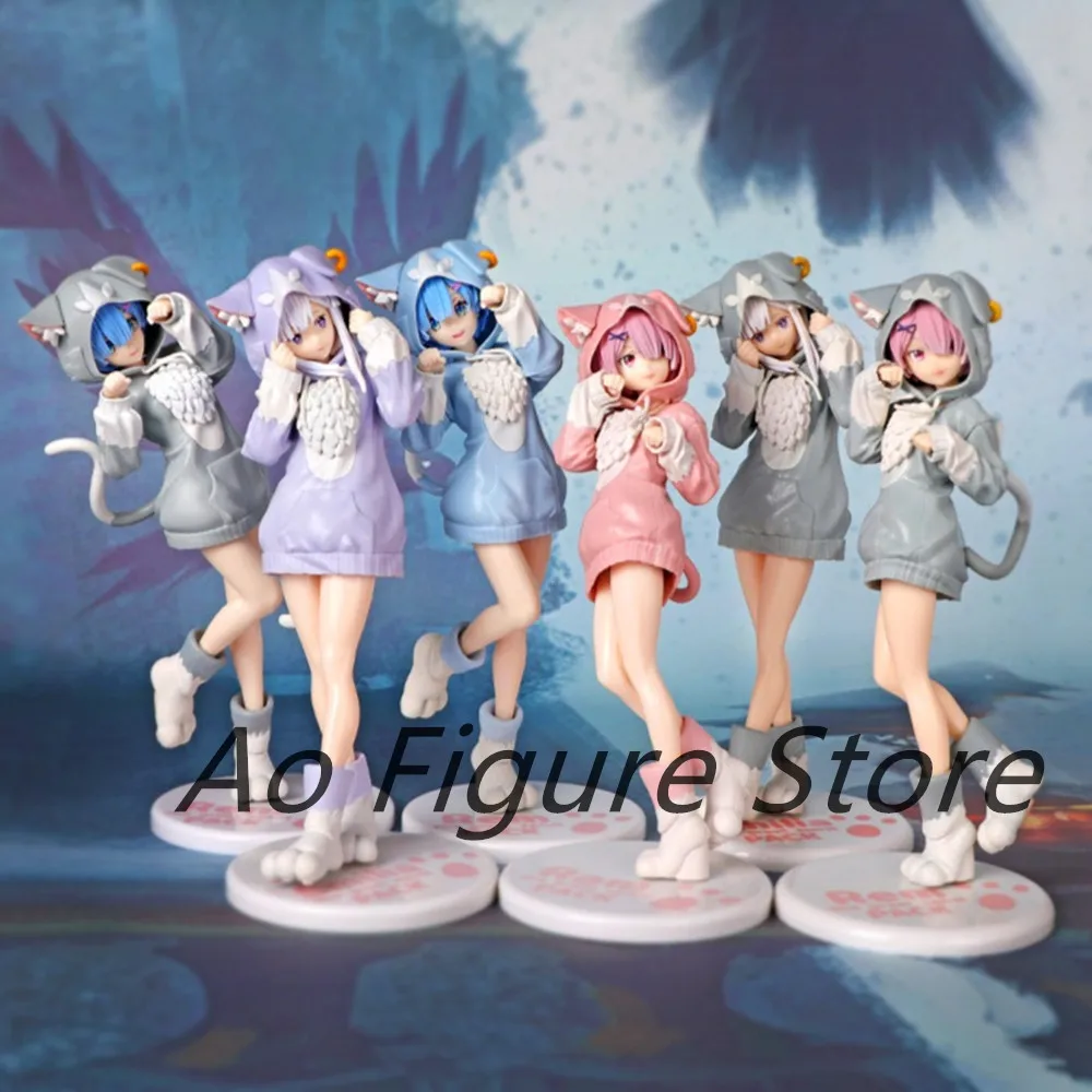 

Re:ZERO Starting Life in Another World Ram/Rem Emilia Anime Girl Figure Fluffy Pack Ram/Rem Action Figure Adult Model Doll Toys