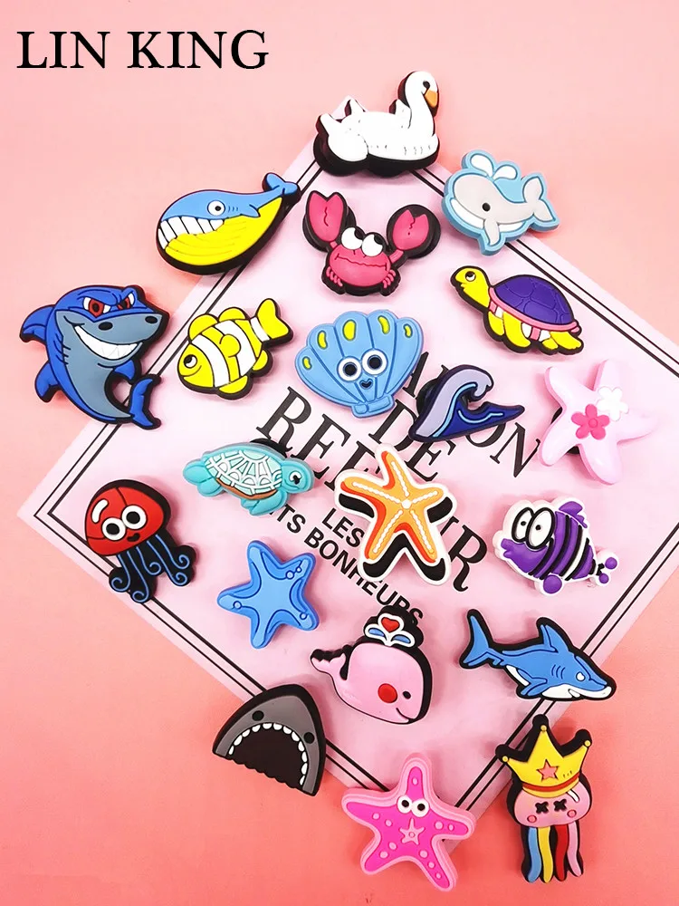 Original Ocean Style Shoe Charms Decoration Fish Octopus Shark Cartoon Shoe Buckle Accessories Clog Ornaments Adult Kids Gifts