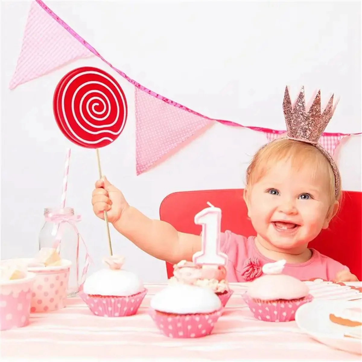 3Pcs Simulated Lollipop Prop Fake Lollipop Model Candy Ornament Wedding Festival Decoration,Red