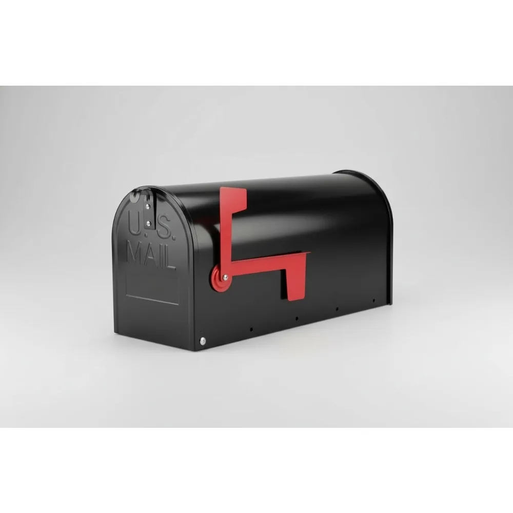 

Heavy Duty Black Metal Mailbox Outdoor Post Mount, Weatherproof Galvanized Steel, Medium Capacity 19x8.7x6.7in for Home
