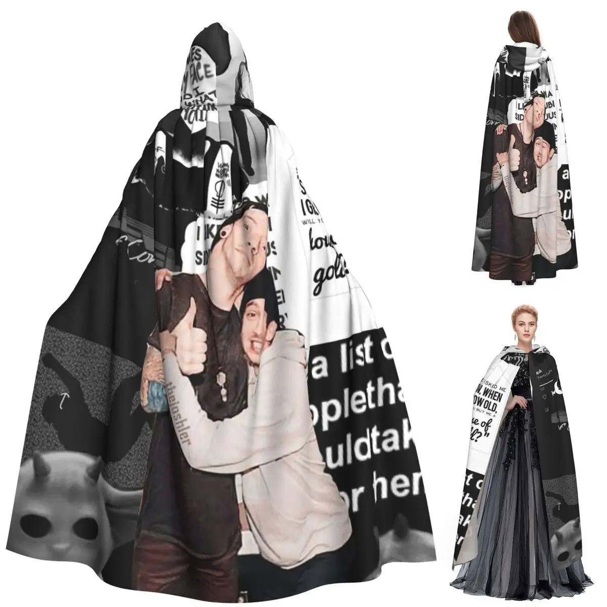 

Twenty One Pilots Long Hooded Cloak Witch Medieval Costume Cosplay Cape HalloweenVampire Adult Unisex