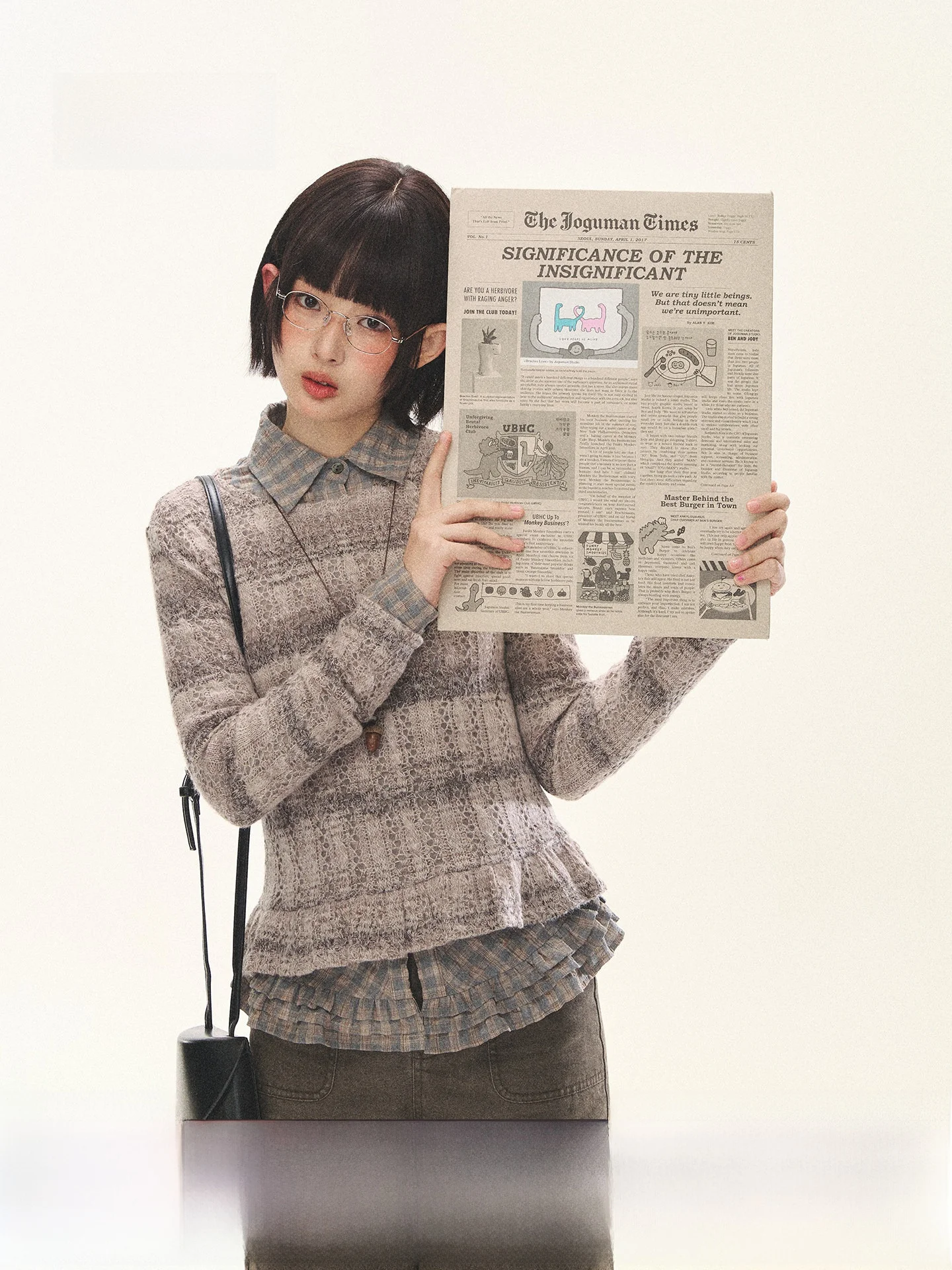 

Holid Map "Tanshi" Women's Knitted Long Sleeve round Neck Pullover Casual Style Polyester Fiber Viscose Lace Hem Top