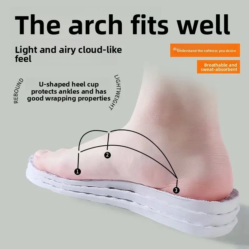 1 pair of shock-absorbing sports insoles, soft sole, breathable, sweat absorbing, basketball running, fully cushioned insoles