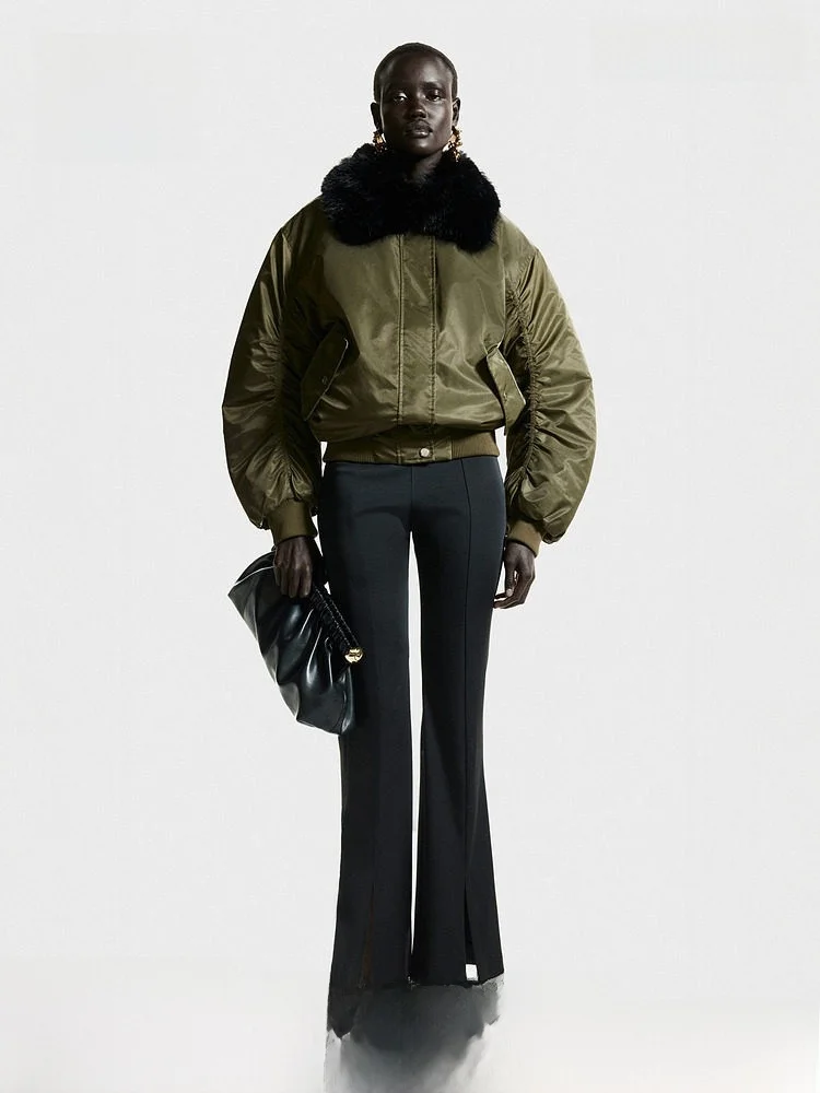 

H&M Women's Cotton Jaet Winter Oversized Pilot Sle Warm Coat 3509 Nylon Fiber 00% Faion Ladies' Cottonwear