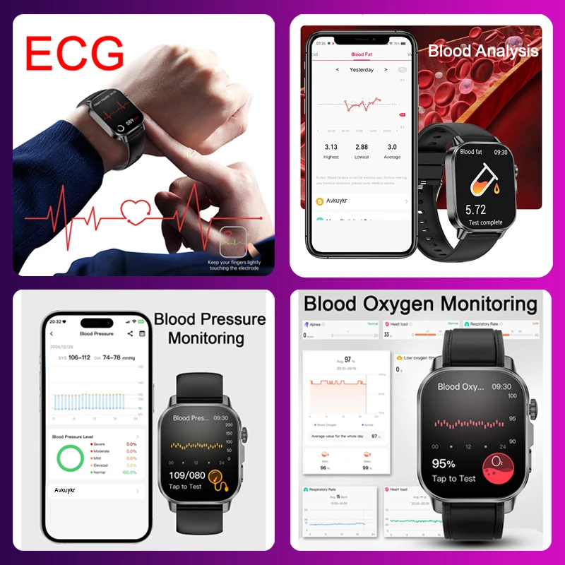 Nursing Grade ECG+PPG Smart Watch for Men, AMOLED Screen