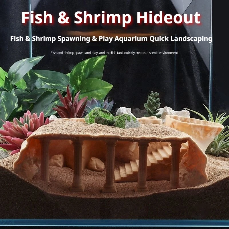 

Fish Tank Cave Aquascaping,Artificial Roman Column Basement Palace,Fish and Shrimp Hiding House,Fish & Aquatic Pet Supplies