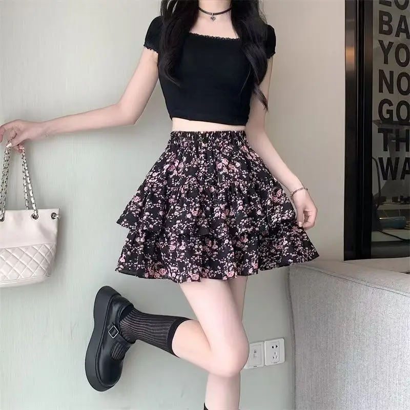 

Skirts Womens open senior Wind Seduction Piece Layer Tartan Outfit Directional sensual Pentagram Glossy Velour Version Unique