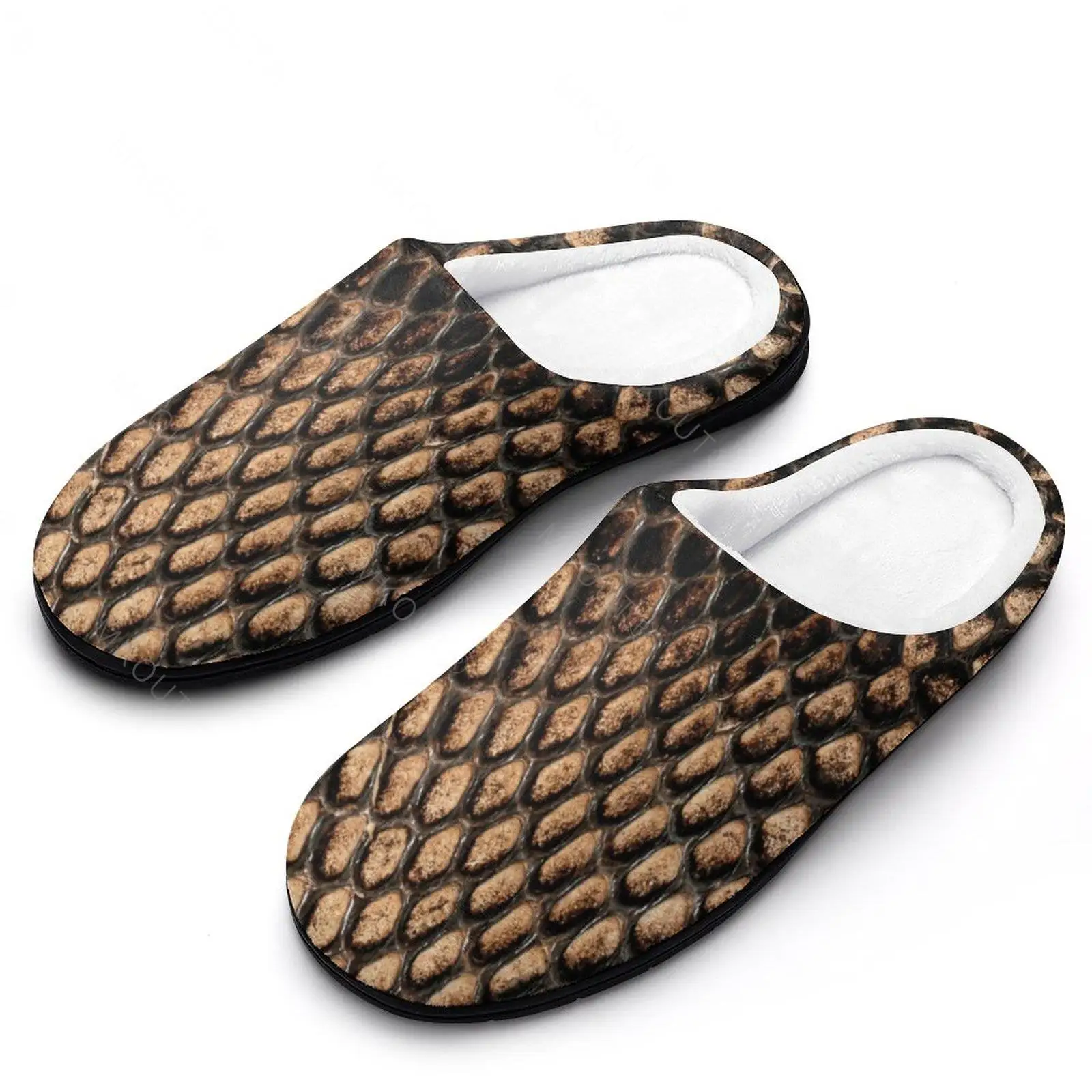 Winter Warm Slippers Snake Skin Scales Snakeskin (5) Men Women Cotton Slides Non-Slip Couple Indoor House  Flat Loafer Flip-flop