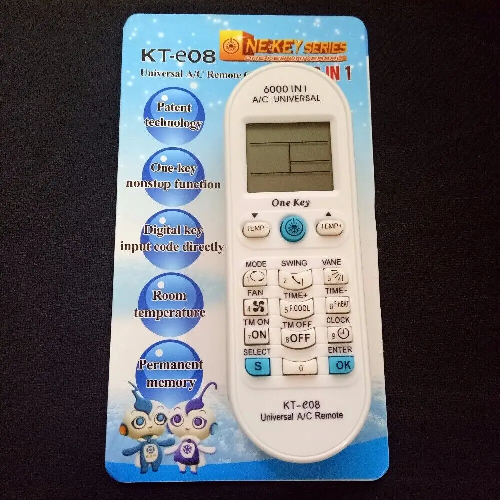 Controle remoto AC universal KT-e08 para Toshiba Sanyo 6000 em 1 ar condicionado