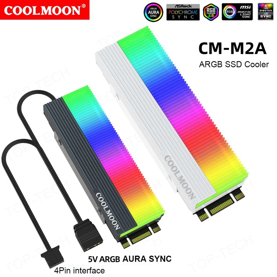 COOLMOON CM-M2A M.2 2280 SSD Heatsink Cooler with Thermal Pad 5V