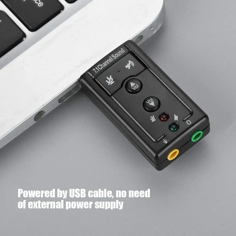 

Внешняя аудиокарта USB 2.0, 50 шт., 3D стерео 7,1, звуковой адаптер с панелью регулировки громкости, микрофон, кнопка отключения звука, разветвитель, черный