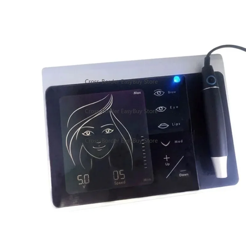 ชุดเครื่องสักคิ้วถาวรคุณภาพสูง ไมโครเชดดิ้ง เครื่องสักดิจิตอลสำหรับริมฝีปาก คิ้ว อายไลเนอร์ สีทองและสีเงิน