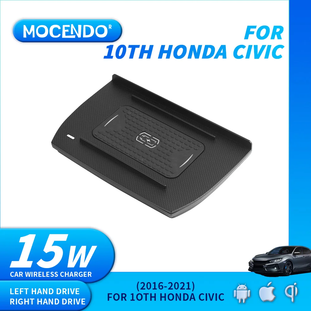 For Car Wireless Charger For Honda Civic Accessories Fast Phone Charging Plate Adapter Interior Modification 2016-2021