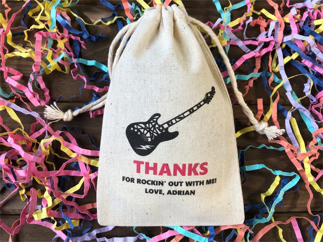 20pcs Custom Rock and Roll Theme Party Favor Bags / Guitar, Drums, Microphone