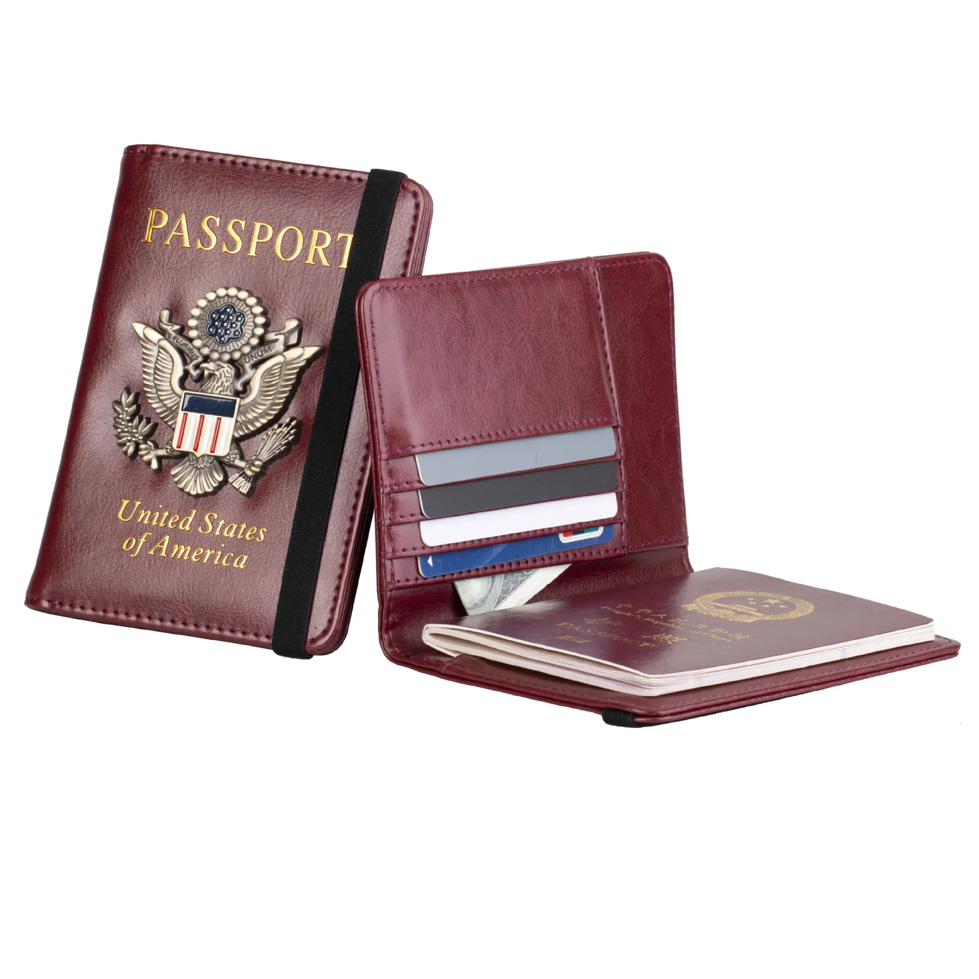 PU Leather Travel USA Passport Cover Personalised Women US American Passport Holder Case for America Men Travel Document Case