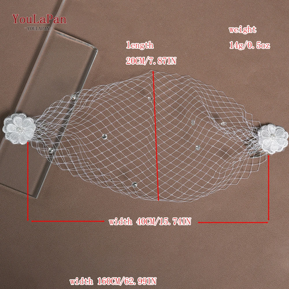 YouLasaupoudrer-Voile de Patients Gracieux, Cage à Oiseaux, Style Minimaliste, Perle Blanche, Pince à Cheveux, Couvre-Visage, Coiffe de Mariée, VA04