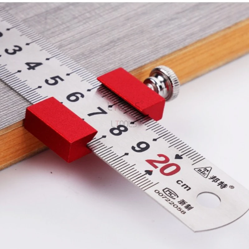 

15/20/30/40/50cm Steel Straight Ruler with Metric Aluminum Alloy Positioning Block Woodworking Measurement and Drawing Ruler