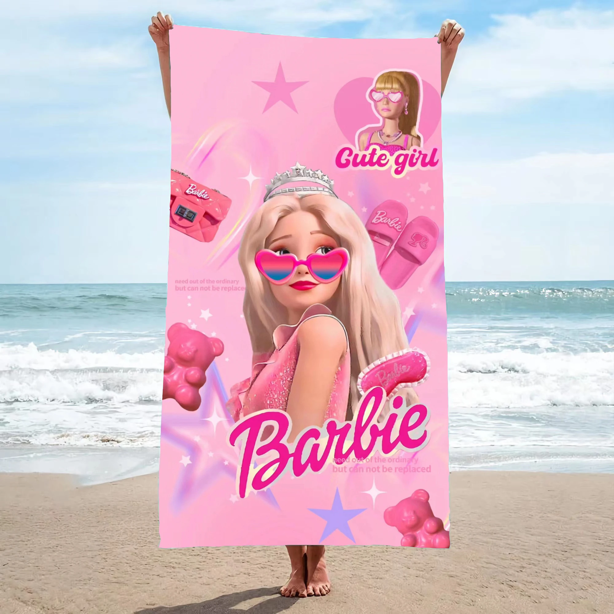 Cartoon Barbie Girls Beach Towel Cute Kawaii Room Decor Bath Girl Children Hand Towels For Bathroom Shower Fairy Princess