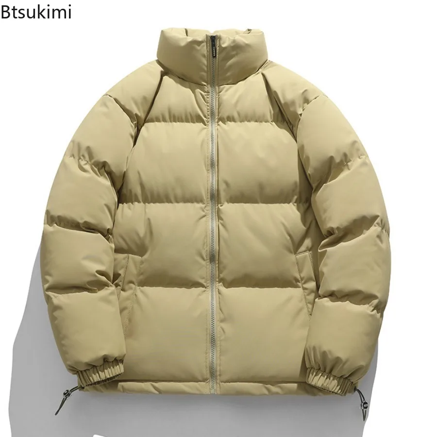 Couple's Winter Thick Cotton Jacket Casual Simple Loose Stand Up Collar Parkas High Street Trendy Cotton Jacket Coats for Unisex