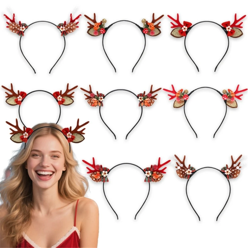 

Antlers Christmas Headbands Soft Lightweight Plastic Hair Accessory For Holiday Parties Family Gatherings 6XDA