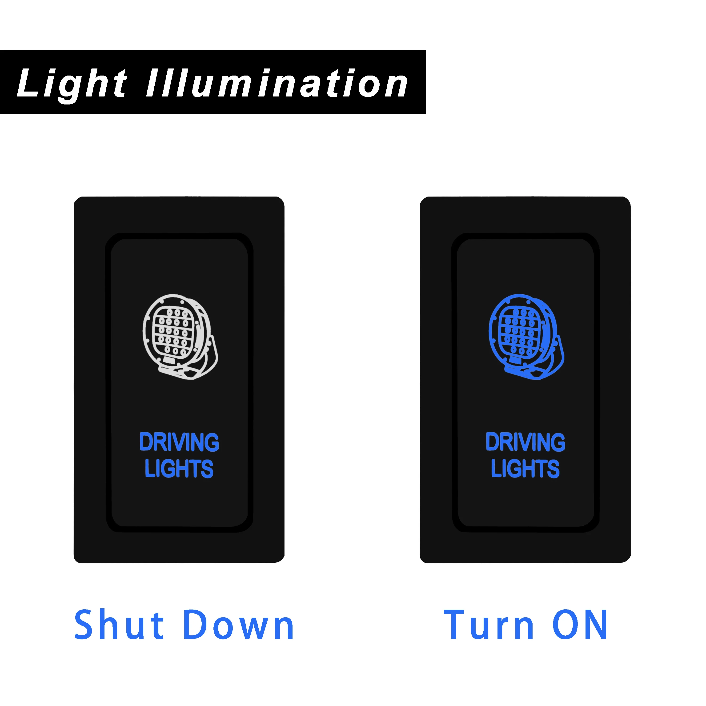 Green Led 12v Push Button Switch for Toyota Prado LandCruiser Blue Light  Bar Rear Lights ON/OFF Switch with Wiring Connector