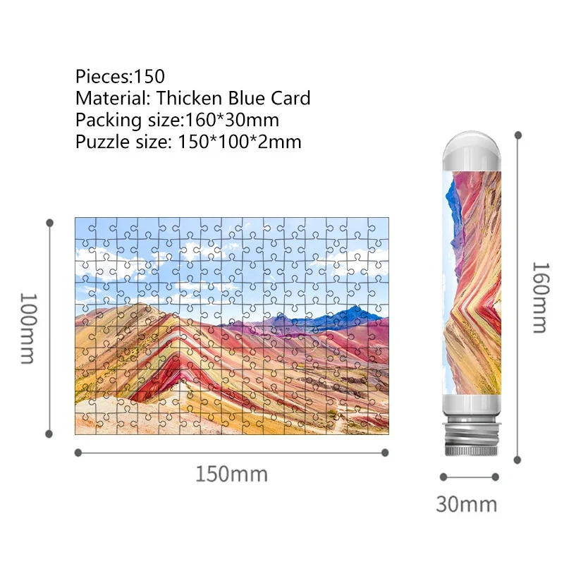 미니 테스트 튜브 직소 퍼즐, 페루 레인보우 마운틴 감압 장난감, 냉장고 퍼즐 게임, 가족 장식, 150 개