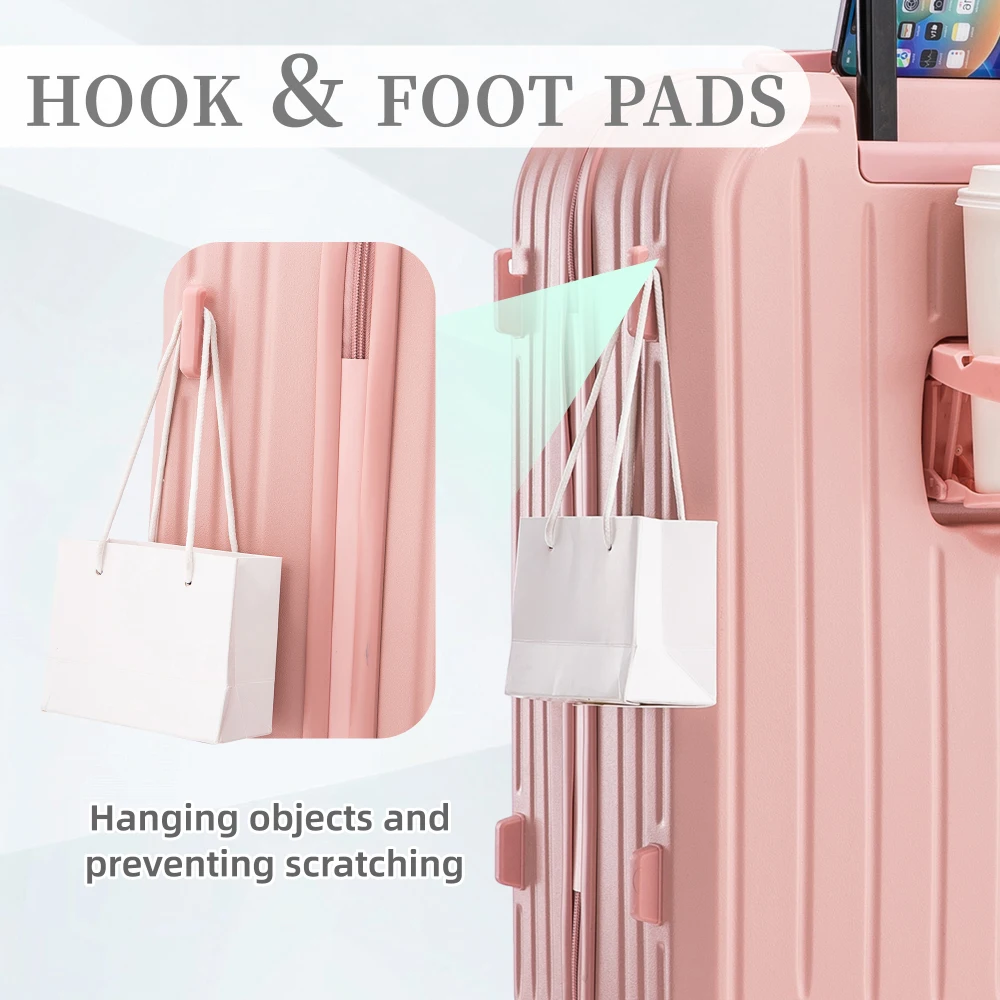 20"/24"/28" 3 szt./zestaw z ABS 360 °   Walizka kabinowa Spinner Wheel z uchwytem na kubek i portem USB