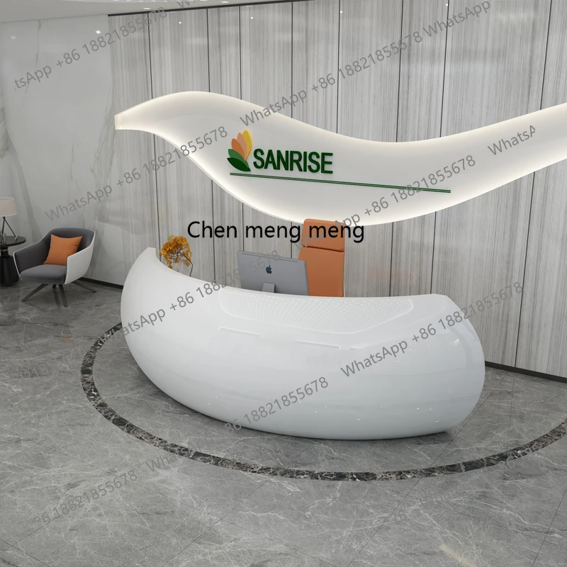 

Front desk creative semi-circular welcome desk beauty salon checkout page paint arc