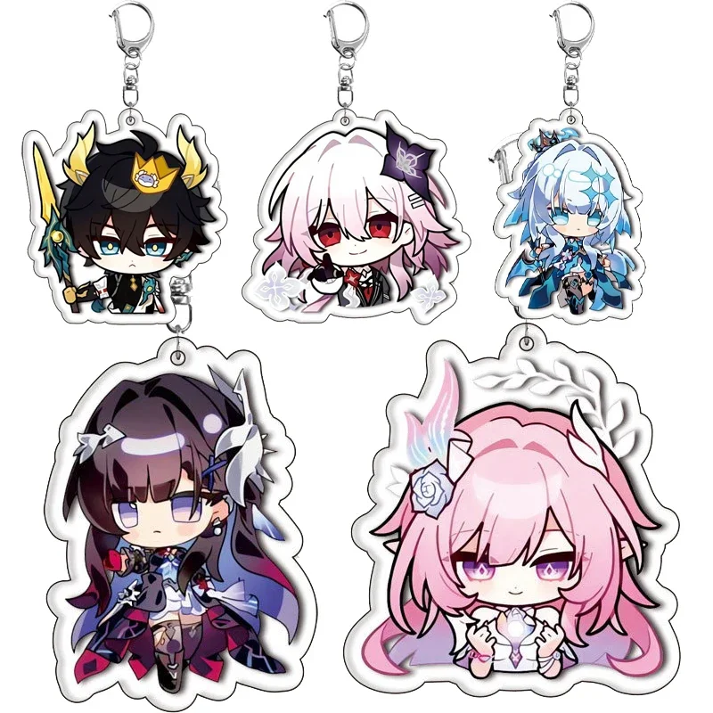 Kawaii أنيمي Q نسخة المفاتيح الاكريليك سيارة كيرينغ اكسسوارات الكرتون لطيف الشكل شخصيات حقيبة العرافة على ظهره قلادة الهدايا #1