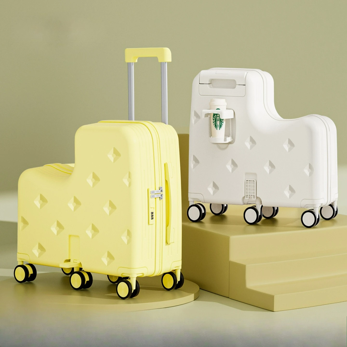 18/20 Inch Travel Bags for Children Can Be Sat or Ridden Kids' Luggage 6-wheel omnidirectional wheels Rolling Luggage Case