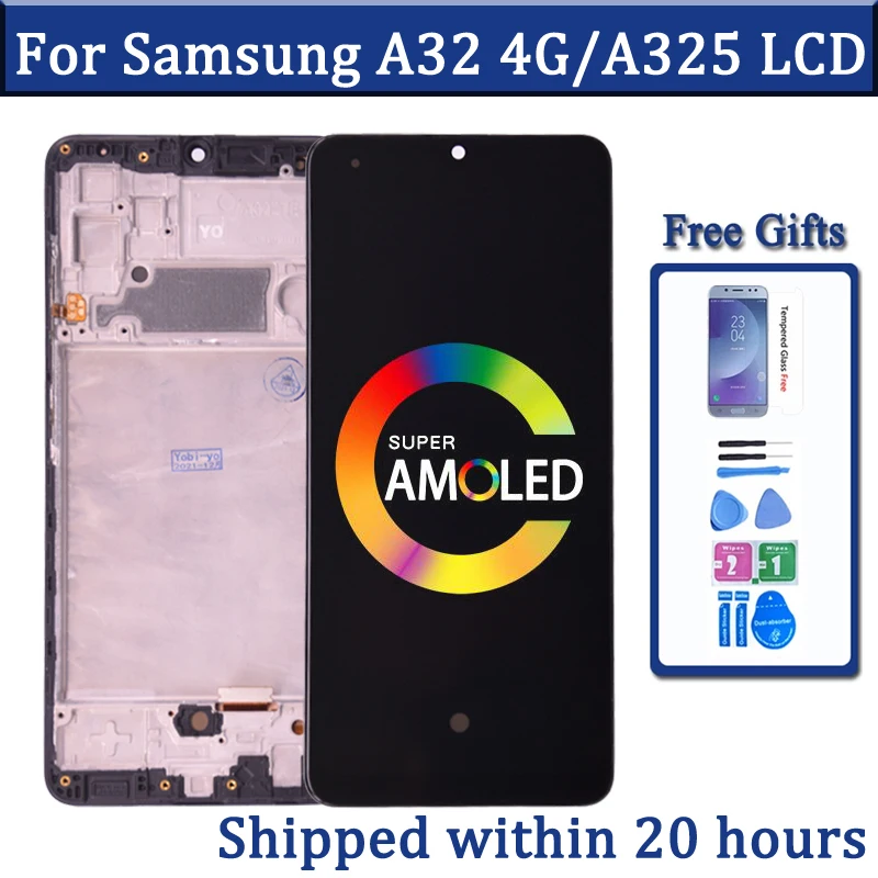 

Super AMOLED для Samsung A32 4G LCD для Samsung A325 A325F SM-A325F/DS ЖК-дисплей рамка сенсорный экран дигитайзер