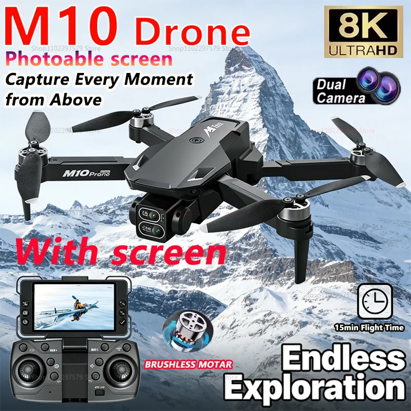 M10 Drone 8K HD Brushless Motor Camera FPV Remote Control UAV Quadcopters For Beginners Professional Four Rotor Helicopter Toys