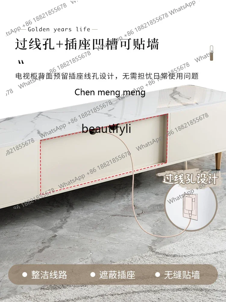 Xz1 لوحة حجرية تلفزيون خزانة شقة صغيرة خشب متين غرفة نوم غرفة المعيشة المنزل زجاج مستدير ضوء طاولة شاي فاخرة مزيج