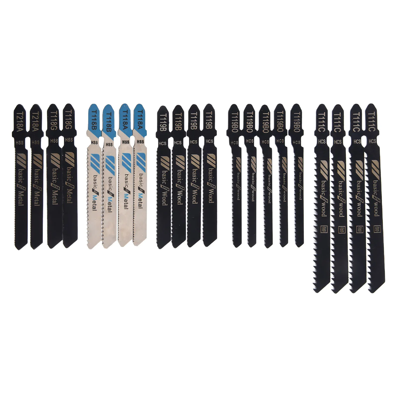 ใบเลื่อยจิ๊ก T119BO T119B T218A ความต้านทานการสึกหรอ T118A T111C เพลารูปตัวทีสำหรับตัด T118B พลาสติกโลหะ hcs/hss